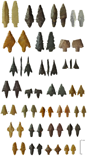 Stone tools excavated from the Arabian Peninsula. 