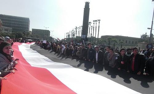 Cairo University students staged a march from the university asking for greater academic freedoms.