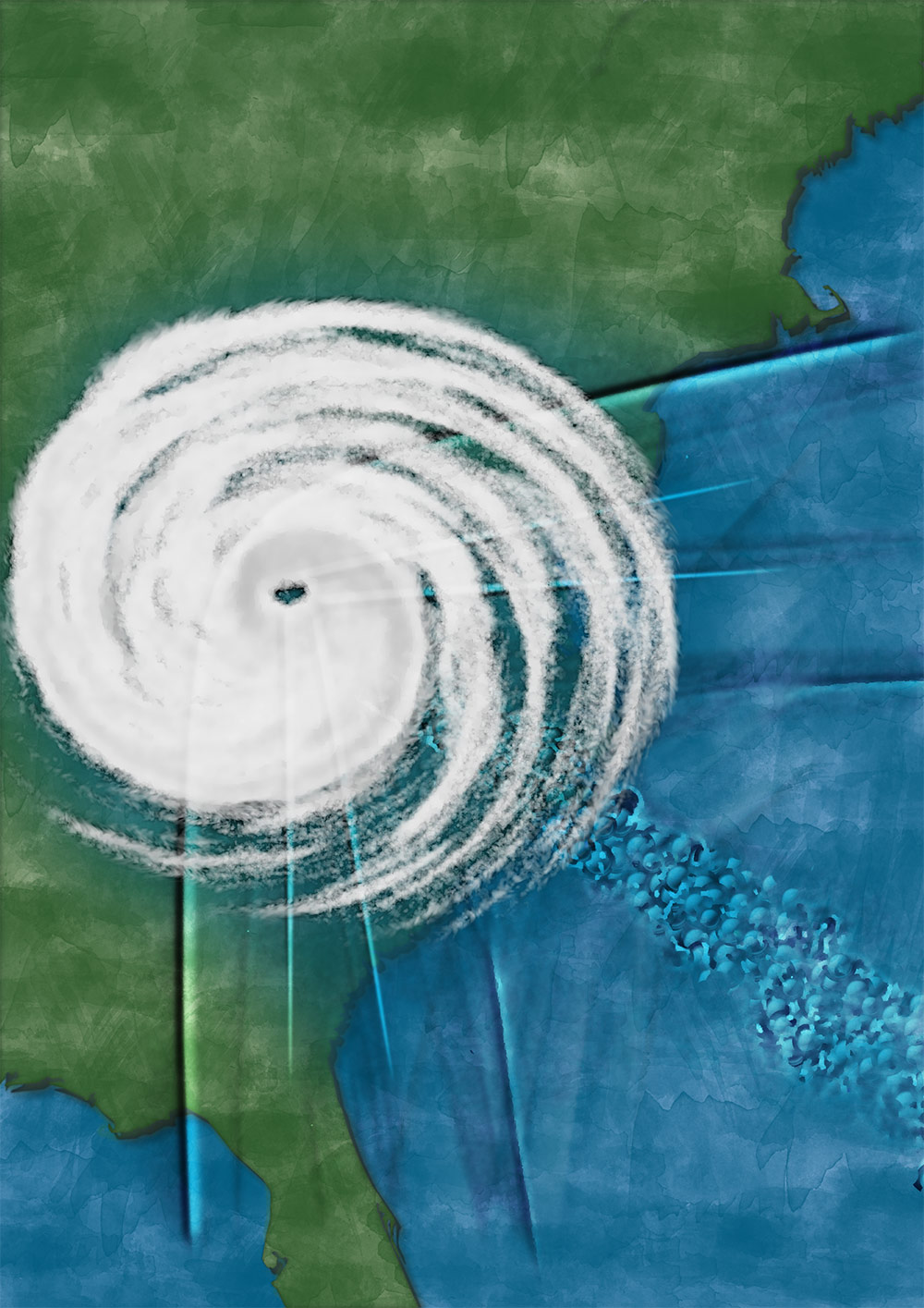 北米に上陸するハリケーンのイメージ画像。