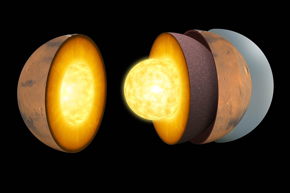 火星内部の想像図。