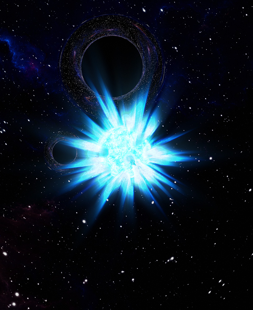 恒星爆発とブラックホール連星のイメージ画像。