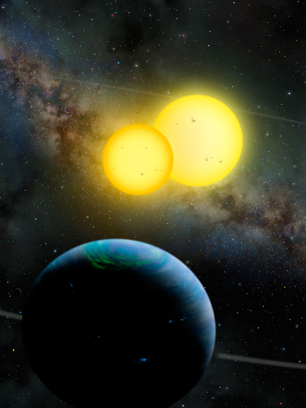 Kepler-35とその2つの恒星（想像図）