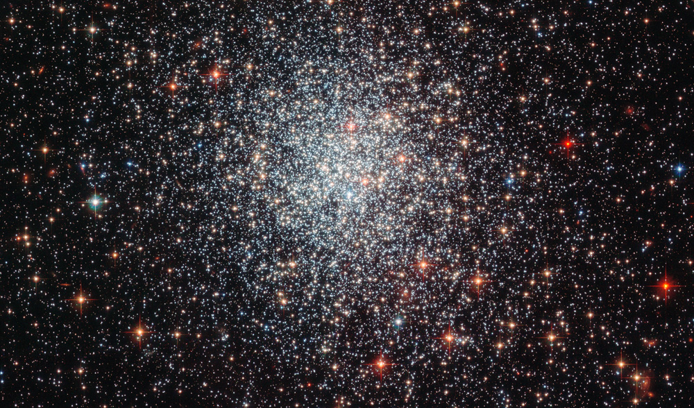 ハッブル宇宙望遠鏡が撮影した、大マゼラン雲中の巨大な球状星団NGC 1783。この星団は地球から約16万光年の距離に位置し、その質量は太陽の約17万倍ある。