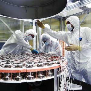 View of the XENON1T detector under construction