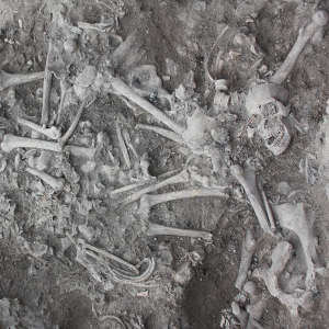 عظام جنود صليبيين لقوا حتفهم في معركة عُثِرَ عليها في مقبرة في مدينة صَيَدا في لبنان.