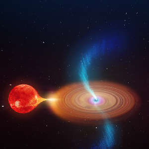 عندما يتغذى الثقب الأسود في النظام الثنائيV404 Cygni  سريعًا على النجم المرافق له فإنه يصدر نفثات عالية السرعة يمكنها أن تغير من اتجاهها بسرعة. شاهد مقطع فيديو يوفر شرحًا متعمقًا لذلك.