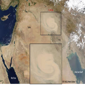 Satellite image of the dry cyclone event