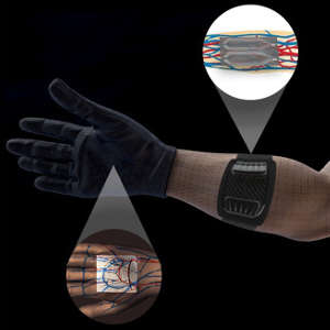 The sensors, which can be fitted in a glove or armband, transmit electromagnetic waves to target veins and arteries through the skin, muscle and fat tissue.