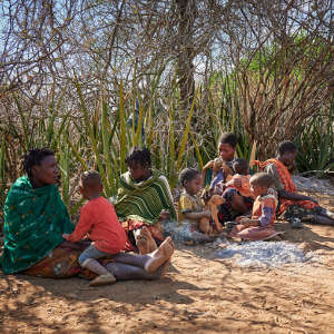 Results from a genome sequencing study involving infants from the Hadza tribe in Tanzania highlight significant differences in gut microbiome development between industrialised and non-industrialised populations, suggesting lifestyle is the key influence on microbiome composition. Image is an Alamy Stock Photo of Hadzabe tribe members at Lake Eyasi, Tanzania, Africa.