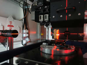 The beamline setup during the experiment on BEATS.