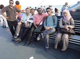 
A group of young Arab researchers on the boat trip to Mainau
