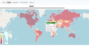 Screenshot from CovMT on 19 February, 2021 shows prevalence of SARS-CoV-2 variants in Saudi Arabia at-a-glance on the world map.