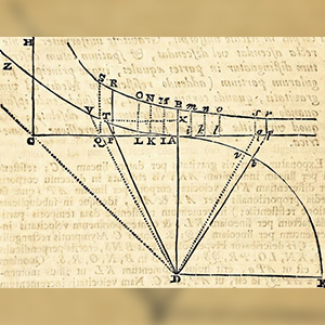 مخطط بياني من كتاب «المبادئ الرياضية للفلسفة الطبيعية»، لإسحاق نيوتن.