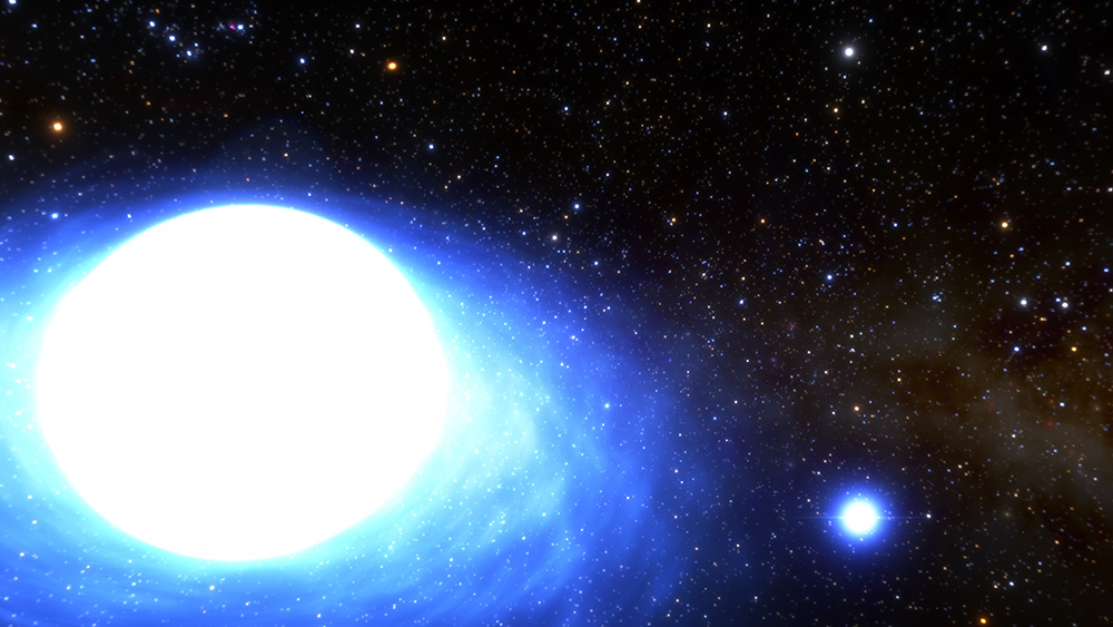 大質量のX線連星CPD −29 2176の想像図。
