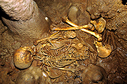 2006年にラ・ブラーニャ遺跡で発見された中石器時代の男性の骨（発見当時）。