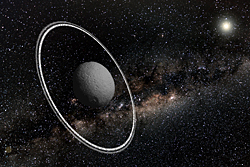 小惑星カリクロの周囲に観測された環（想像図）。