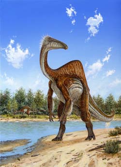 <i>Deinocheirus mirificus</i>（想像図）。